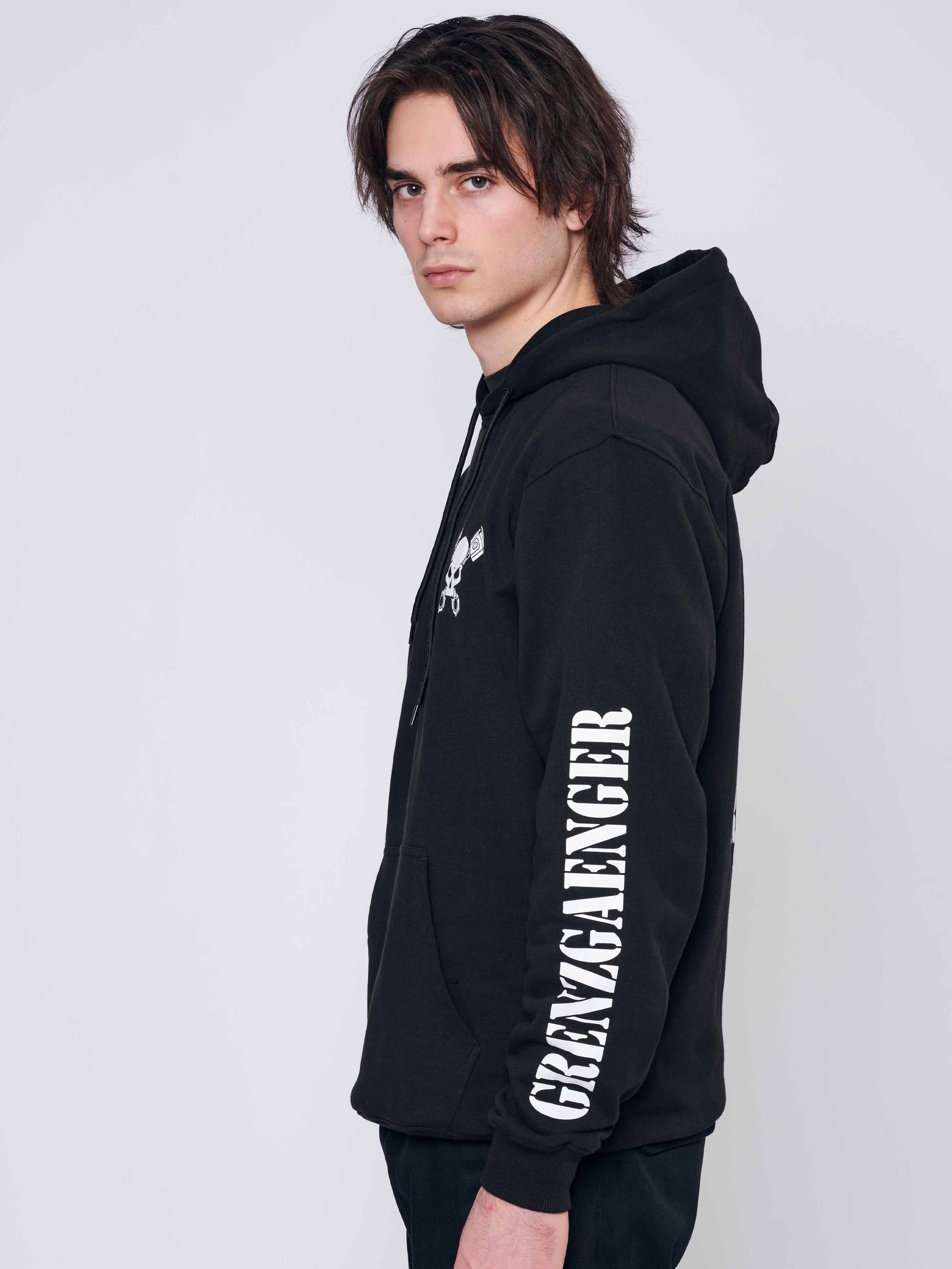 Skull Hoodie Men Black