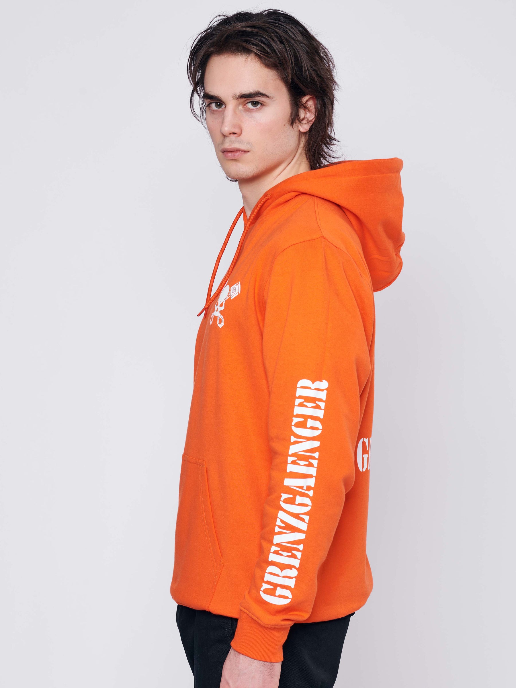 Skull Hoodie Men Orange
