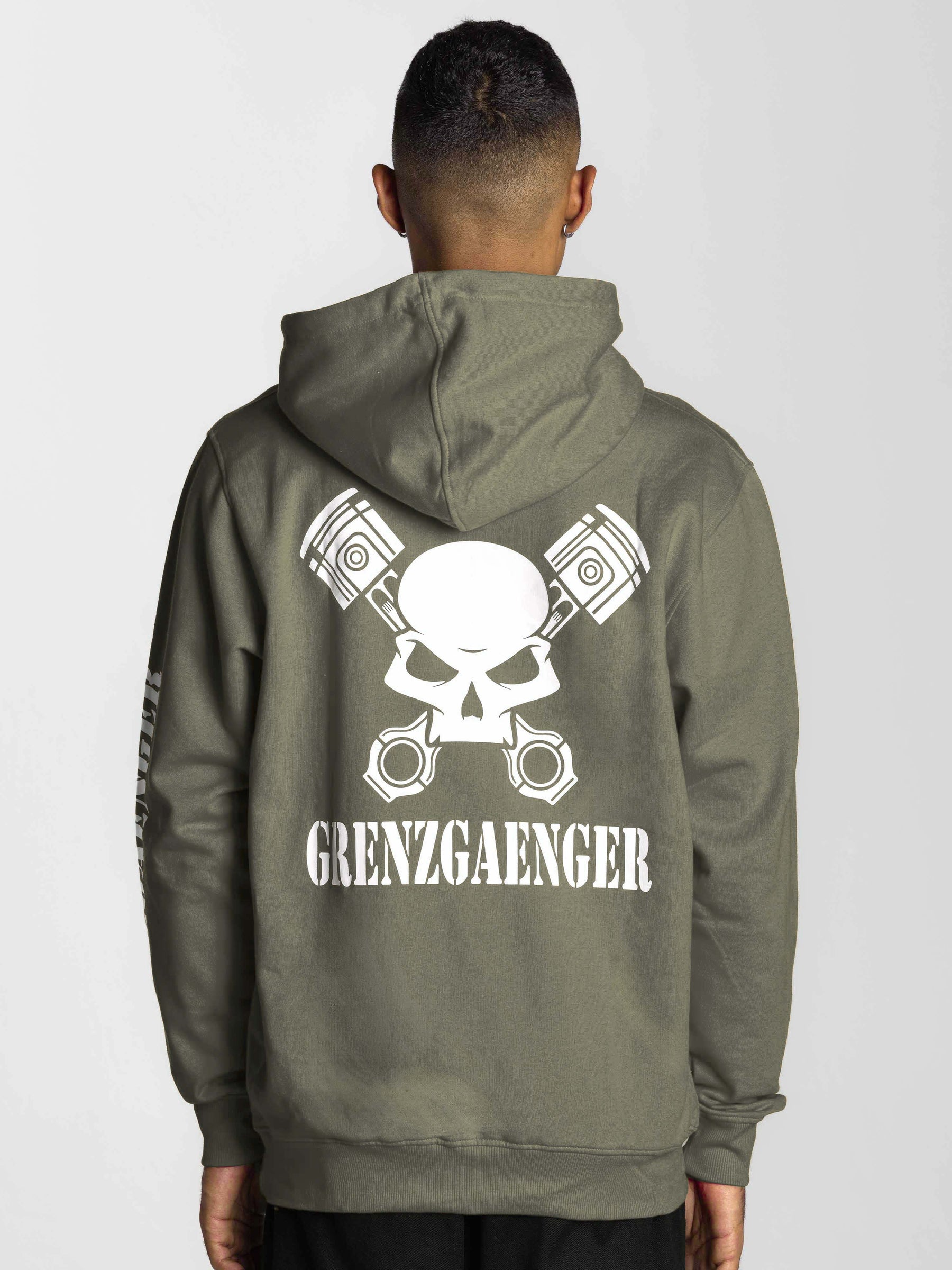 Skull Hoodie Men olive green