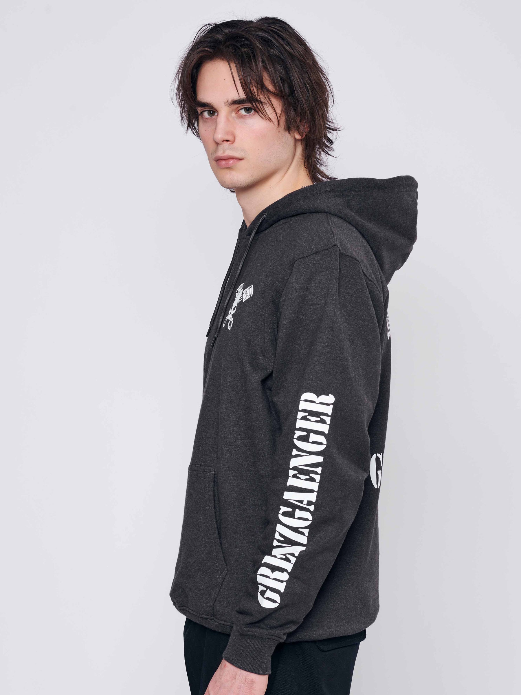 Skull Hoodie Men Grey