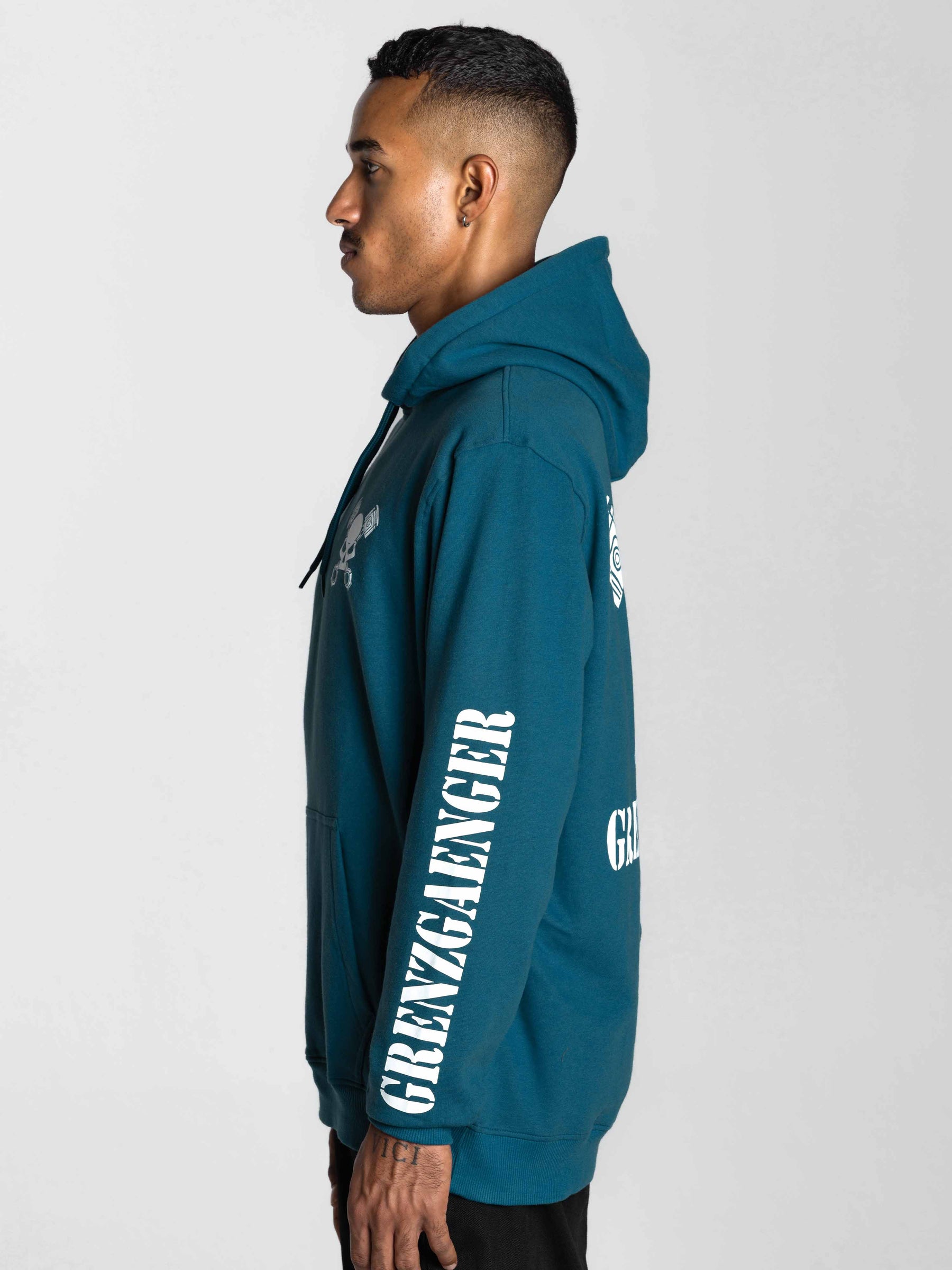 Skull Hoodie Men Petrol