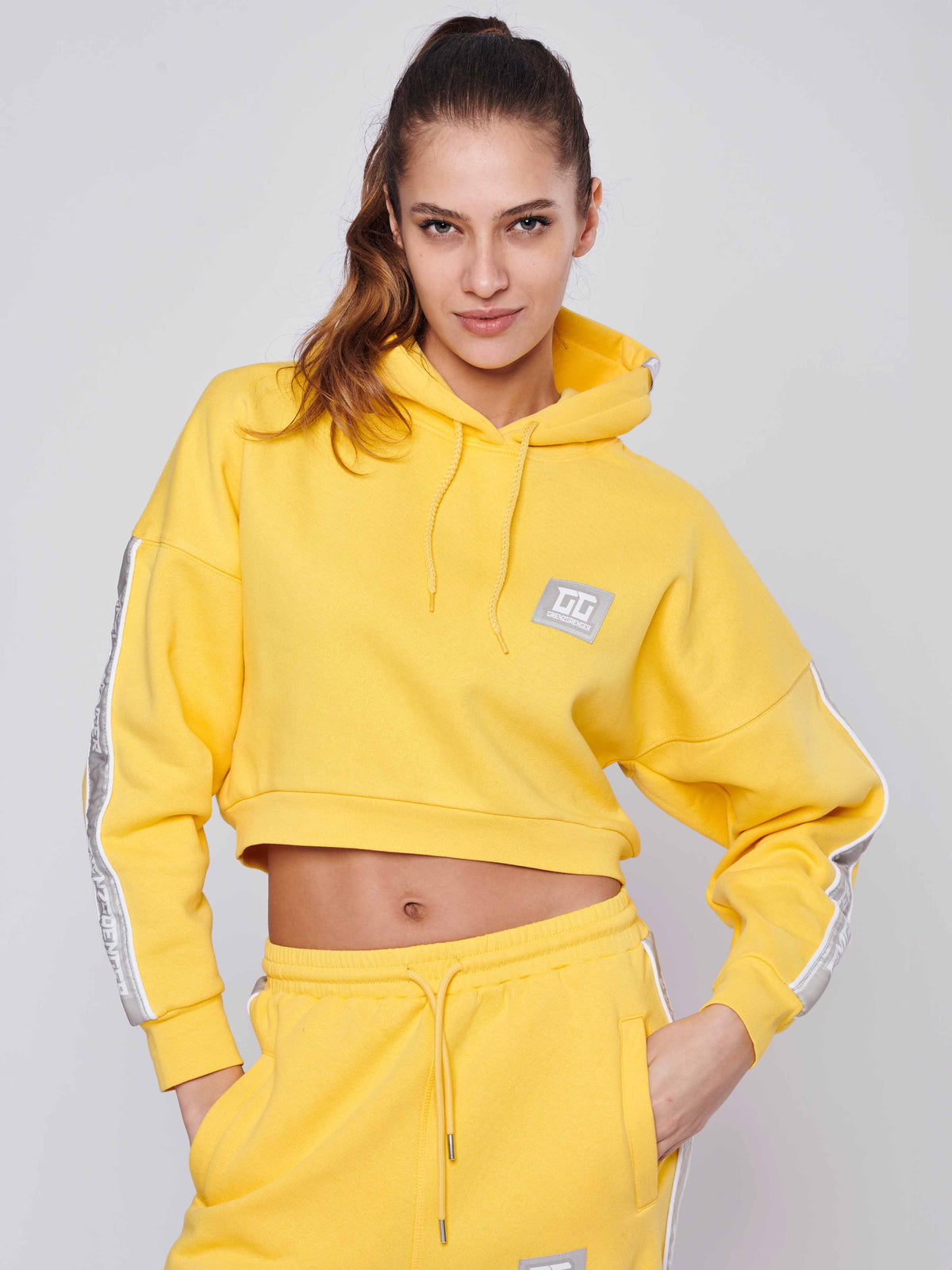 Sports Hoodie Women Yellow