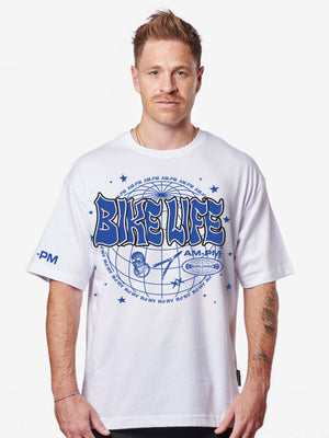 Bikelife Tee Blue/White