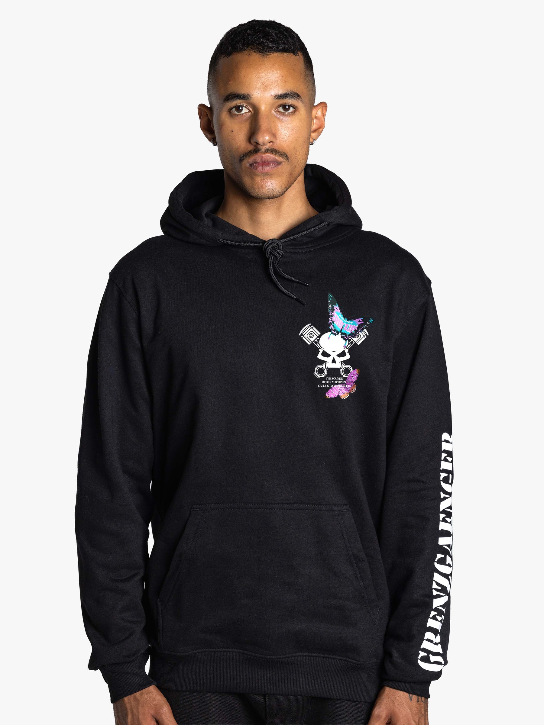 24h Grenzgaenger Butterfly Hoodie - deep black