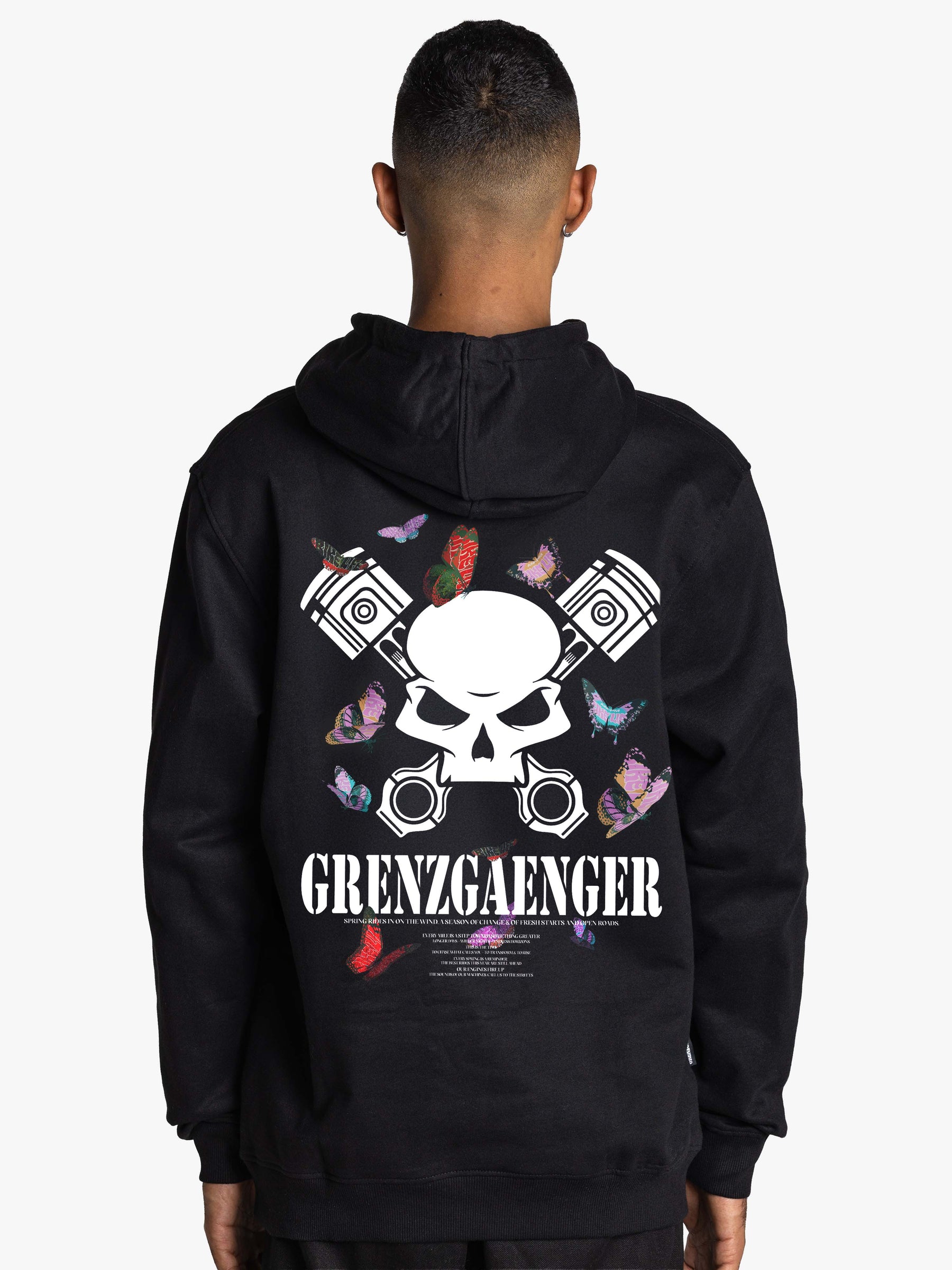 24h Grenzgaenger Butterfly Hoodie - deep black
