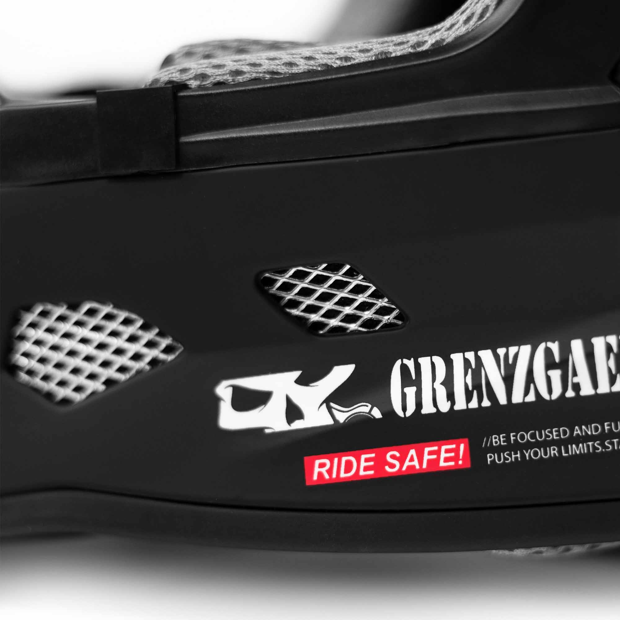 Grenzgaenger Triple F MX Helmet Black with Skull Logo