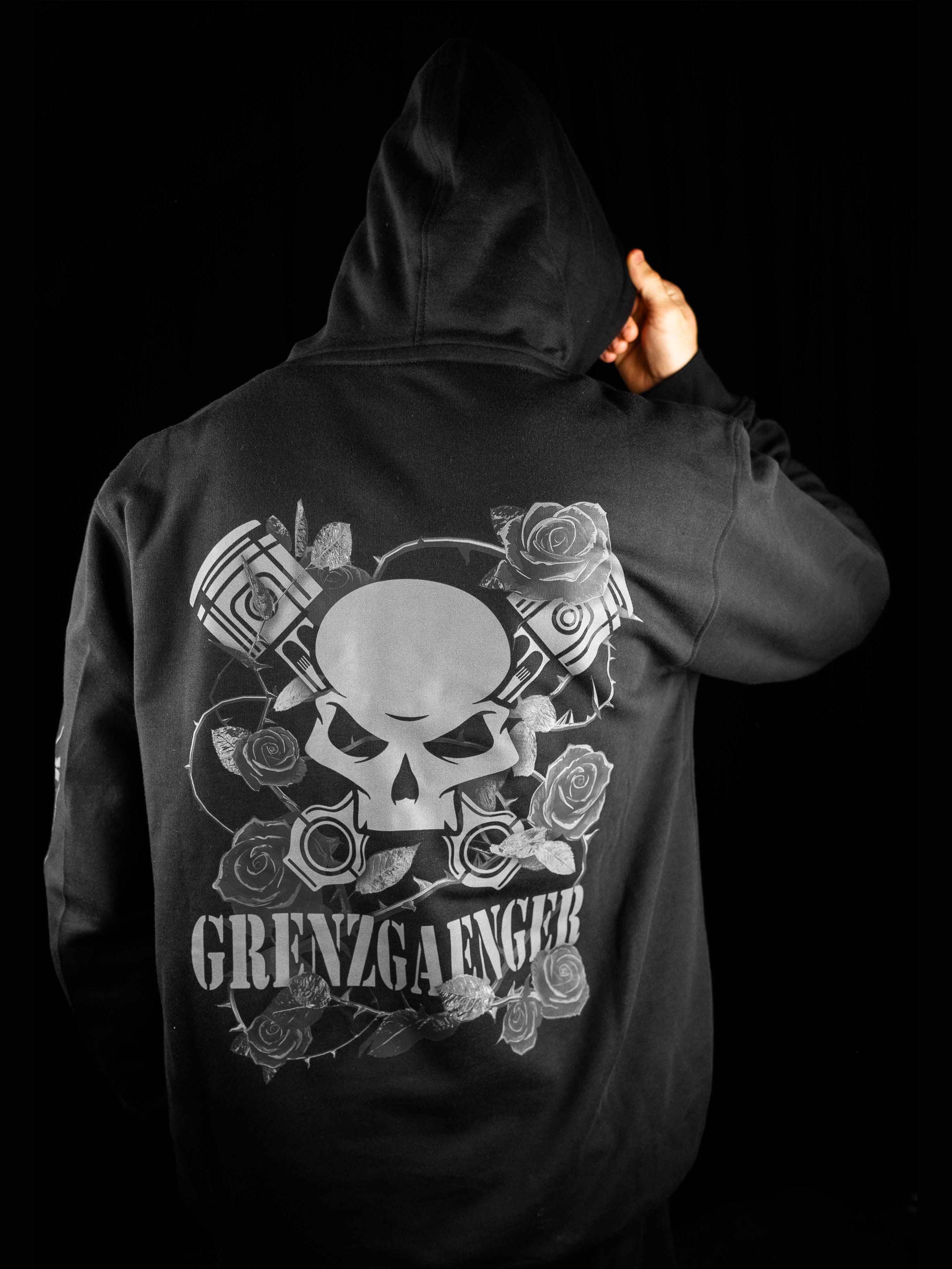 All Black Rose Hoodie