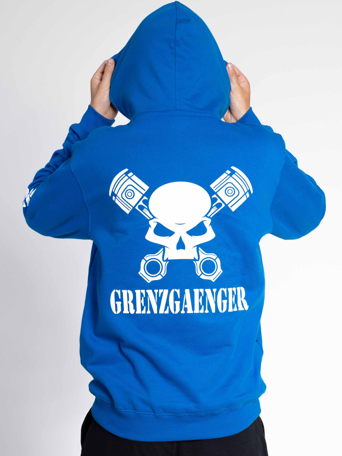 Skull Hoodie Men solid blue