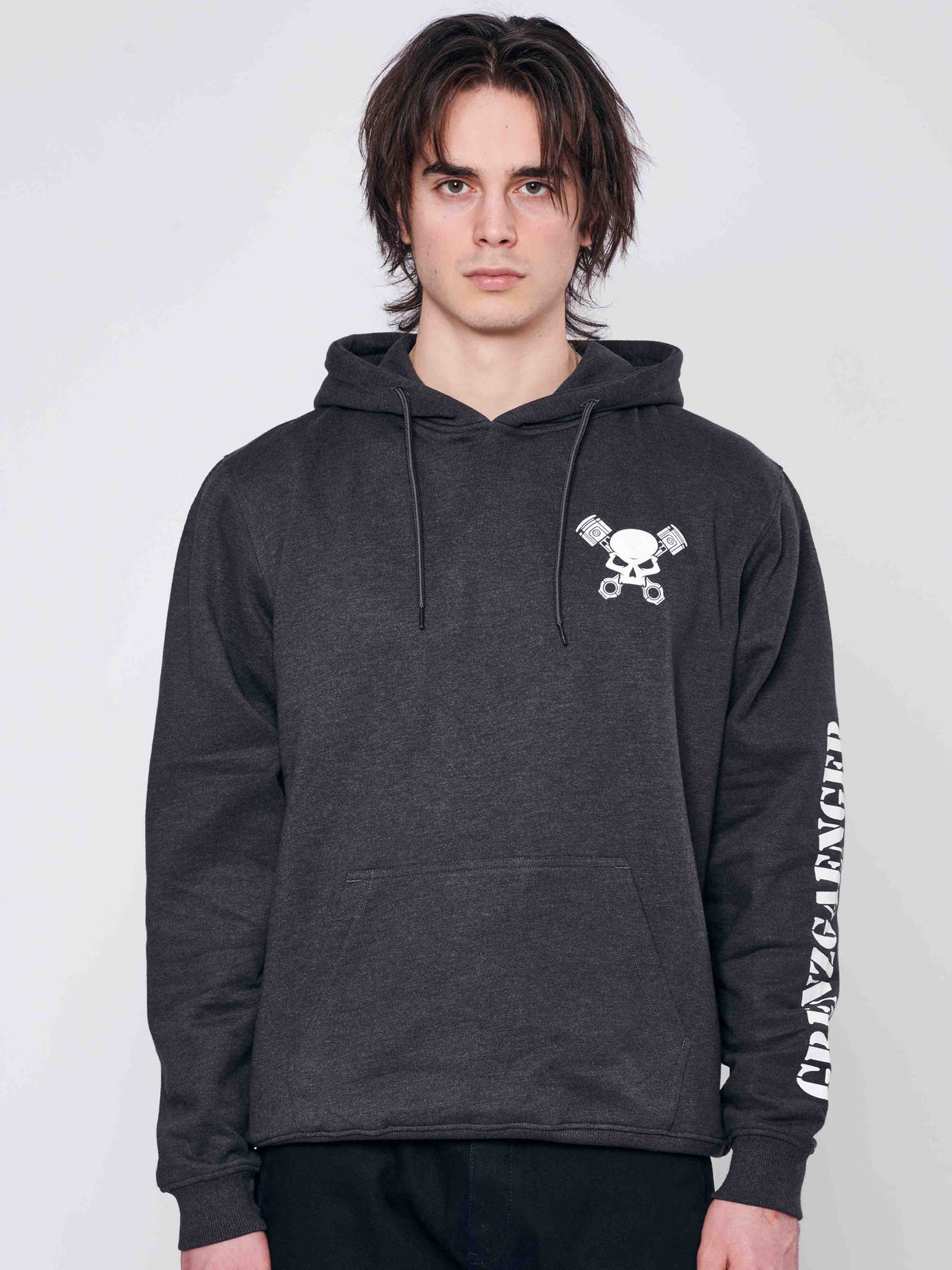 Skull Hoodie Men Grey