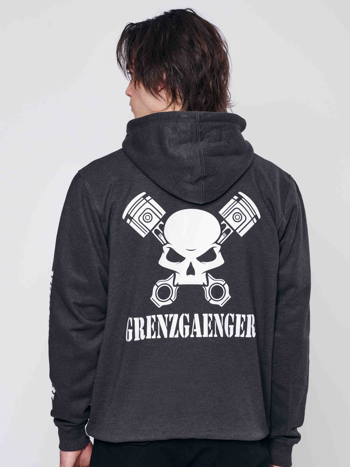 Skull Hoodie Men Grey