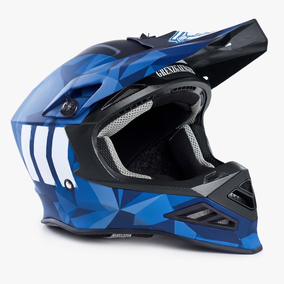 Grenzgaenger MX Race Helmet, lightweight fiberglass construction, blue
