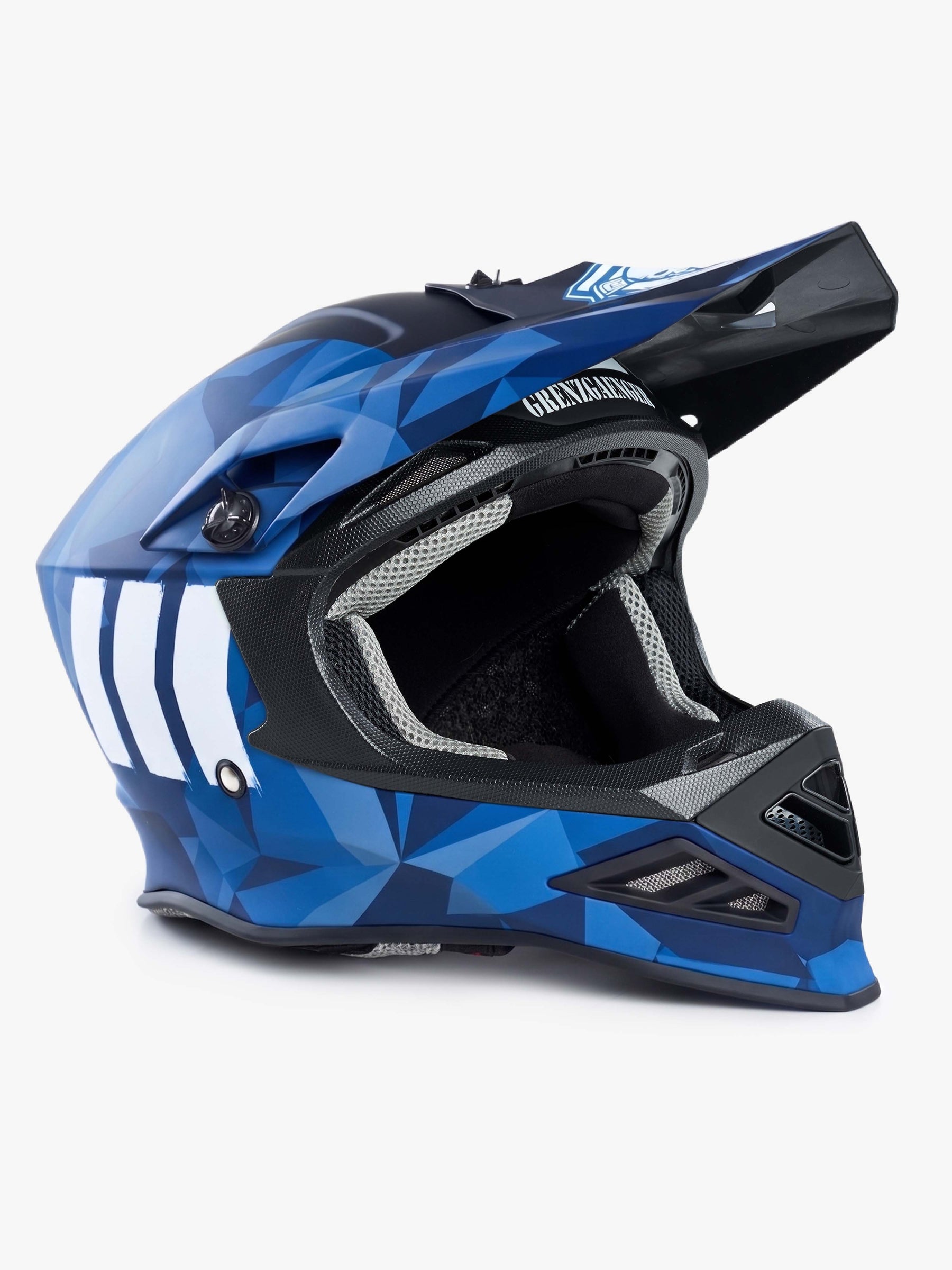 Grenzgaenger MX Race Helm aus leichter Glasfaserkonstruktion Blau