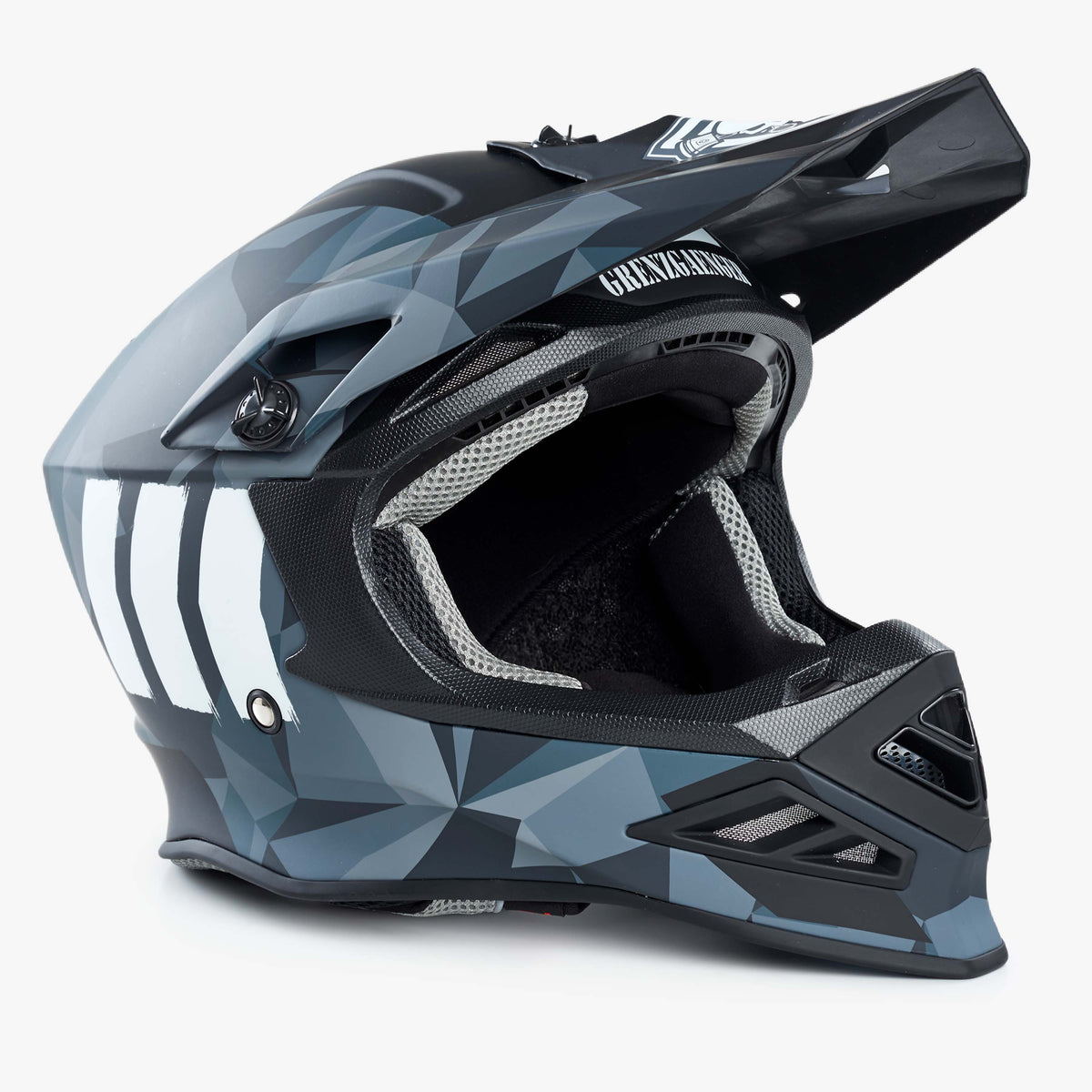 Grenzgaenger MX Race Helmet, lightweight fiberglass construction, gray