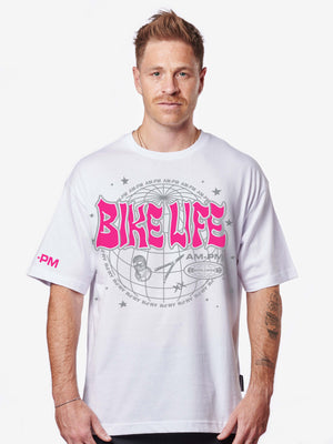 Bikelife Tee Pink/White