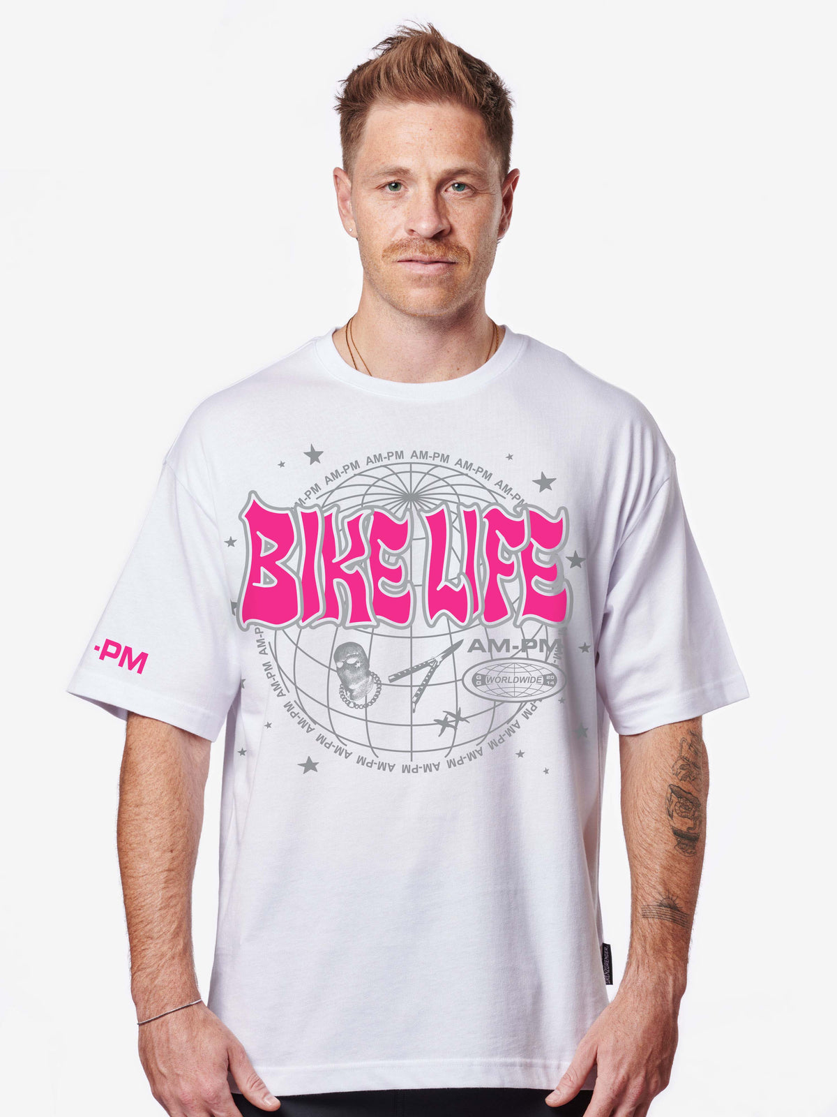 Bikelife Tee Pink/White