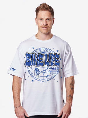 Bikelife Tee Blue/White
